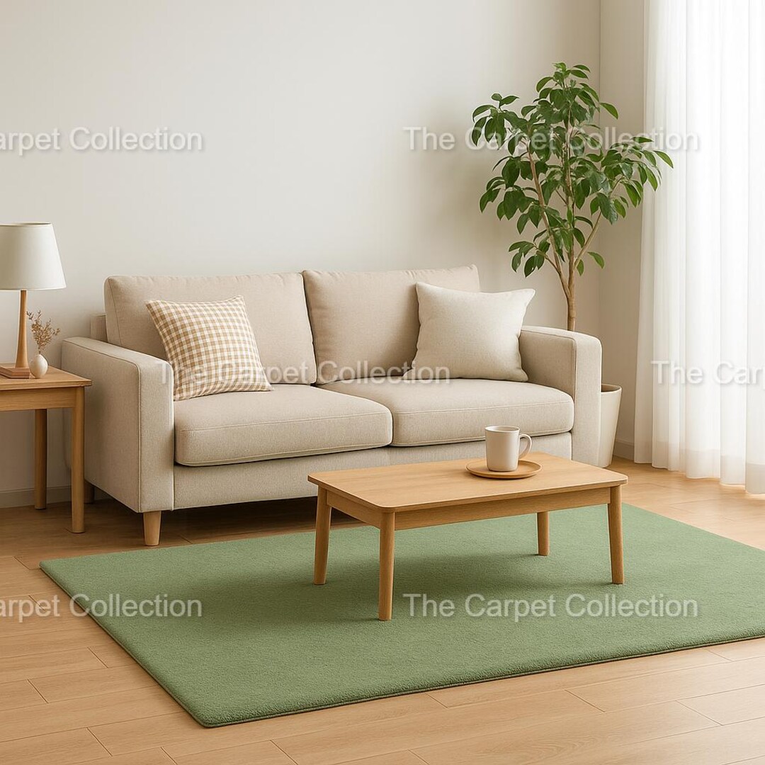 Solid Sage Green Hand-tufted Rug Wool Area Rug for Living Room Bed Room ...