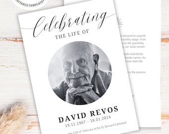 Minimalistische Trauer-Vorlage für einen schlichten Nachruf (Digitaler Download)