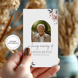 Sjabloon voor herdenkingskaarten voor viering van het leven Katholieke begrafenis Gebedskaart voor orde van dienst Herdenkingsprogramma Elegant met rozen Modern