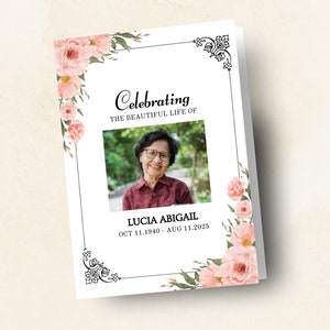Editable Funeral Program Template Floral Order Of Service Minimal Obituary Template Funeral Invitation Print Celebration Of Life Memorial