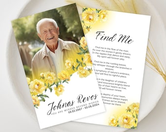 Pfingstrose Beerdigung Gebetskarte Vorlage, modernes Mahnmal (druckbar)