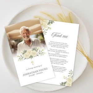 Carte commémorative pour les funérailles, modèle de faire-part pour les funérailles, modèle floral de faire-part pour les funérailles, cadeau d'invitation en toile pour les funérailles
