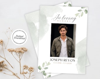 Greenery Beerdigung Programm Vorlage, Trauerfeier (Digitaler Download)