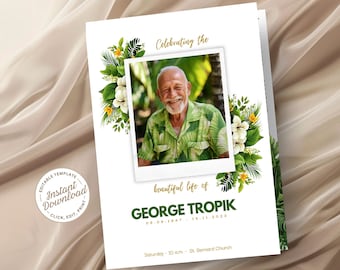 Tropische Beerdigung Programm Vorlage, Feier des Lebens (Digitaler Download)