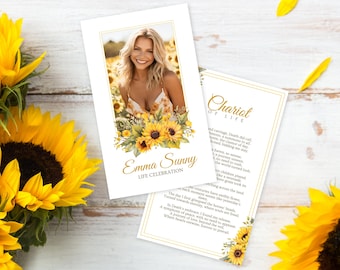 Sonnenblume Beerdigung Gebetskarte Vorlage (digitaler Download)