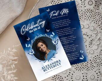 "Schmetterling Beerdigung Gebetskarte Vorlage, ""Denkmal ausdrucken"" (digitaler Download)"