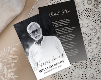 Bearbeitbare Beerdigung Gebetskartenvorlage, minimalistisches Gedenken (digitaler Download)