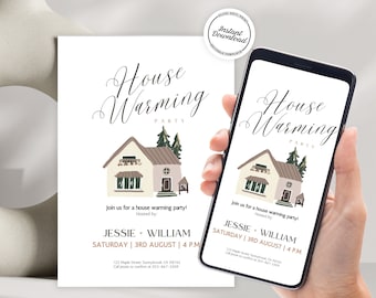 Bearbeitbare Housewarming Partyeinladung, minimalistische Einladung (Digitaler Download)