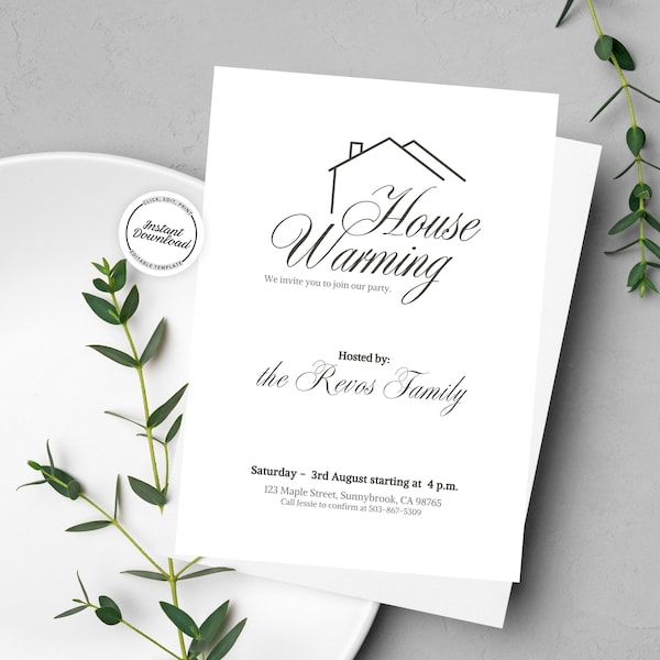 House Warming Invite Minimal Editable Template Invitation For Housewarming Party Printable Electronic Invitation New House Digital Download