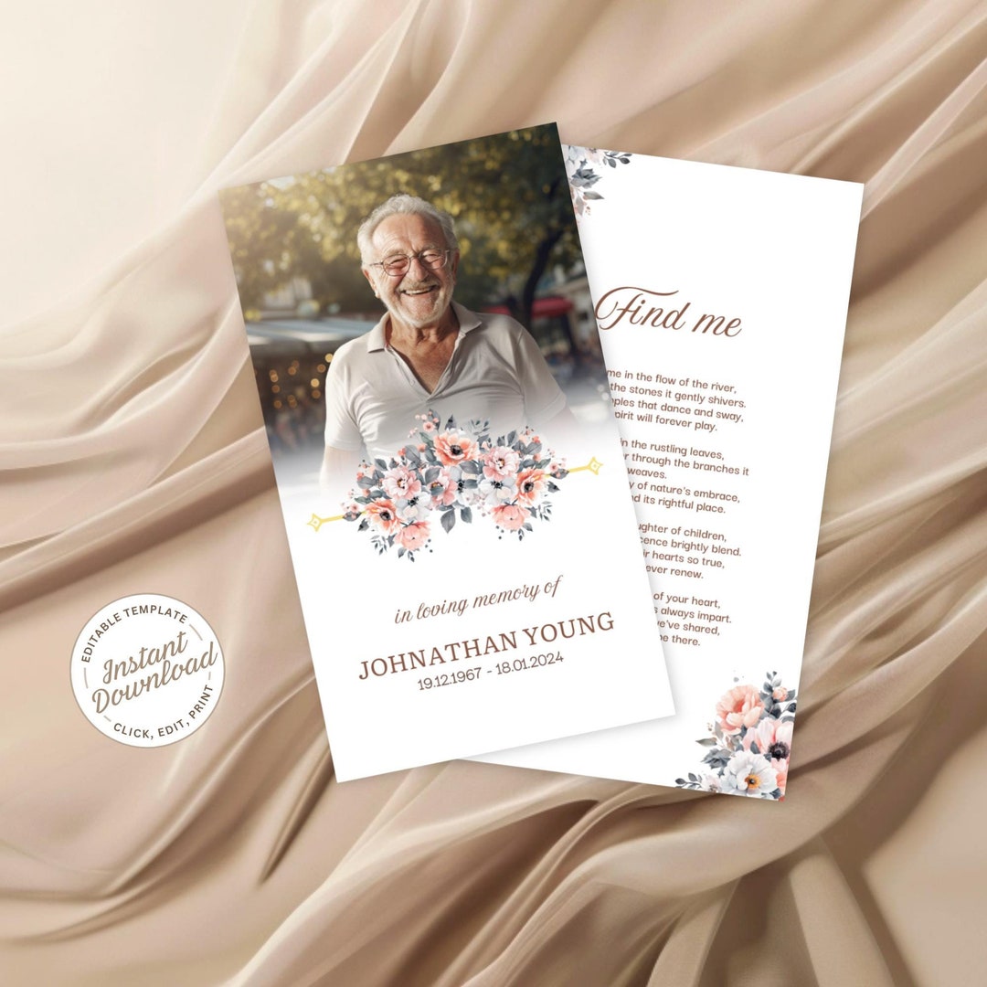 Editable Sympathy Card Template for Celebration of Life Canva Prayer ...