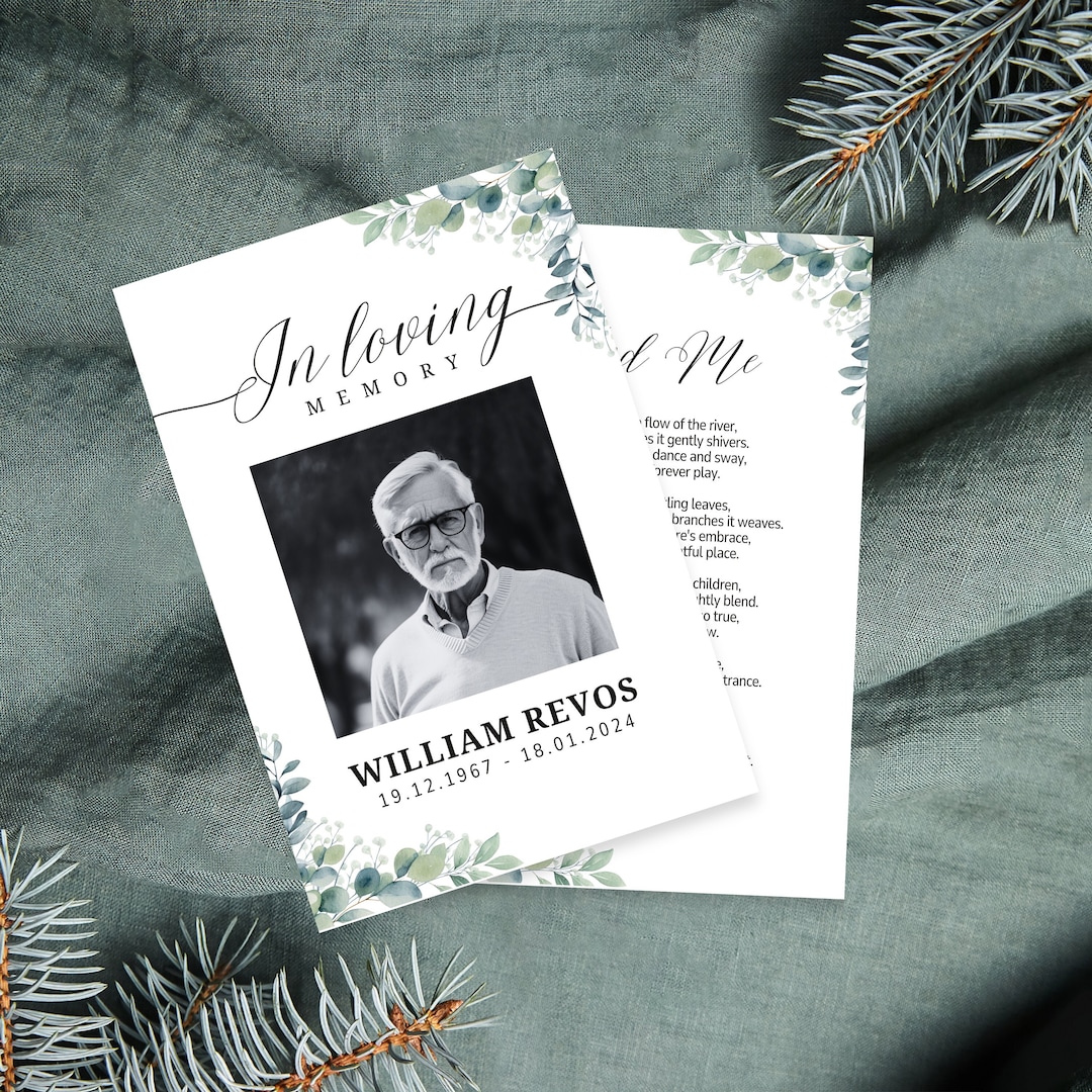 Editable Funeral Program Template, Minimalist Memorial Card (digital ...