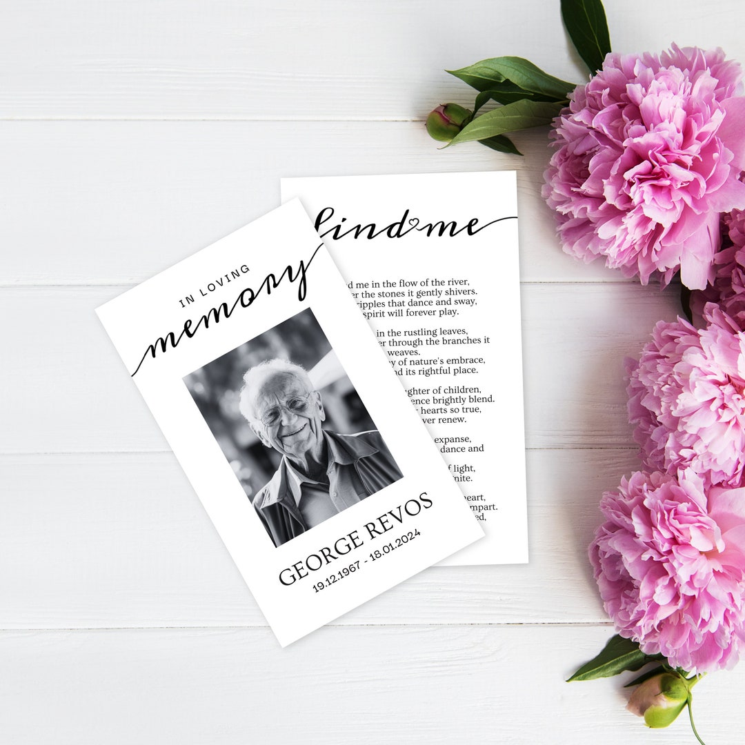 Memorial Card for Celebration of Life Editable Funeral Prayer Catholic