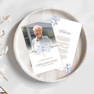 Carte commémorative pour les funérailles, modèle de faire-part pour les funérailles, modèle floral de faire-part pour les funérailles, cadeau d'invitation en toile pour les funérailles