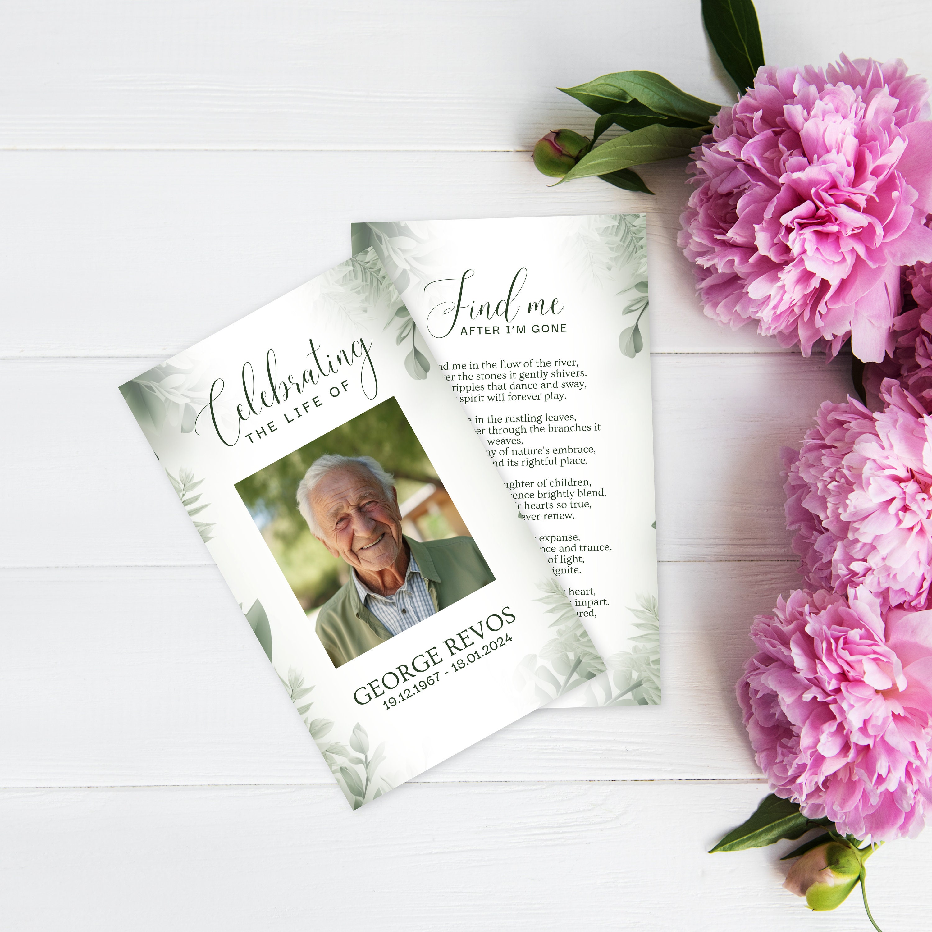 Printable Funeral Prayer Card Template to Personalize for Man's ...