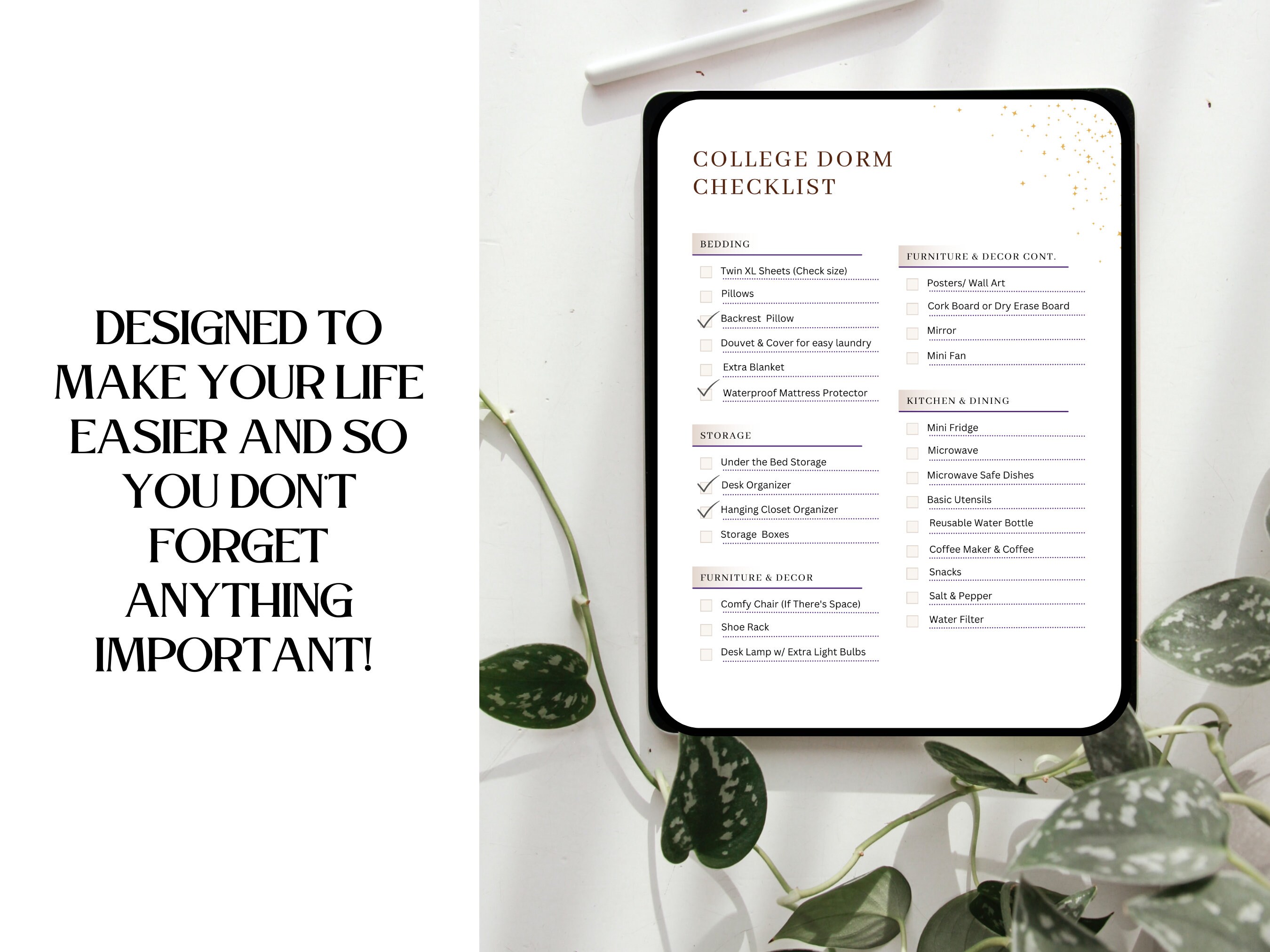 College Dorm Essentials Checklist | College Dorm Room Checklist ...