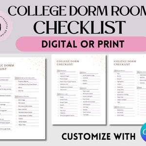 College Dorm Essentials Checklist | College Dorm Room Checklist | College Checklist | College Move-In Checklist | Customizable