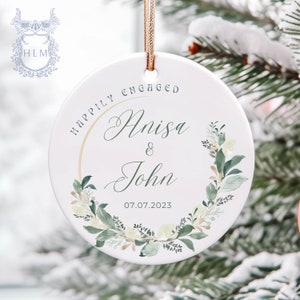 Engaged Ornament- Engagement Ornament-Engagement Gift- Custom Ornament- Marriage Announcement Couples Ornament-Personalized Engagement Gift