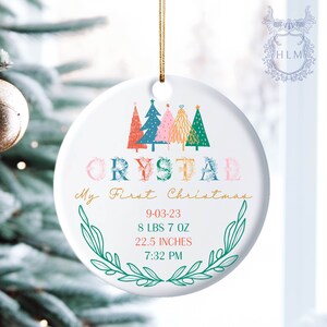 Personalized Newborn Christmas Baby Ornament- Personalized Baby&#39;s First Christmas Ornament- My First Christmas- Custom Baby Name Ornament
