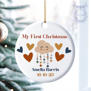 Personalized Newborn Christmas Baby Ornament- Personalized Baby&#39;s First Christmas Ornament- My First Christmas- Custom Baby Name Ornament