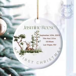 Personalized Newborn Christmas Baby Ornament- Personalized Baby&#39;s First Christmas Ornament- My First Christmas- Custom Stats Name Ornament