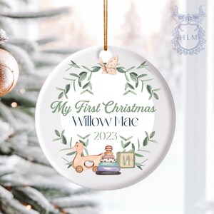 Personalized Baby&#39;s First Christmas Ornament- Newborn Christmas Baby Ornament- My First Christmas- Custom Baby Name Toys Ornament Gift