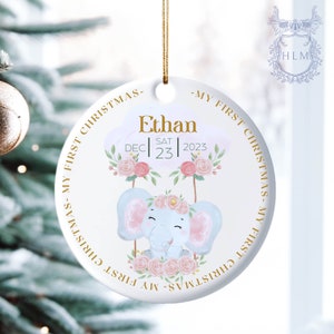 Personalized Baby&#39;s First Christmas Ornament- Personalized Newborn Christmas Baby Ornament- My First Christmas Custom- Baby Name Ornament