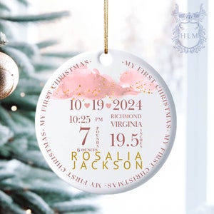 Personalized Newborn Stats Christmas Baby Ornament- Personalized Baby&#39;s First Christmas Ornament- My First Christmas- Custom Baby Ornament