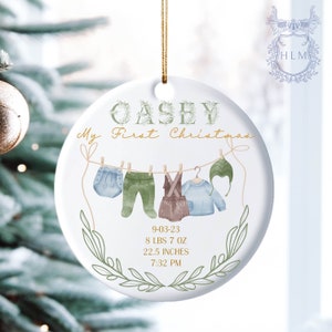 Personalized Baby&#39;s First Christmas Ornament- Personalized Newborn Christmas Baby Ornament- My First Christmas- Custom Baby Name Ornament