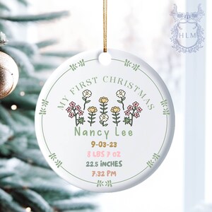 Personalized Newborn Christmas Baby Ornament- Personalized Baby&#39;s First Christmas Ornament- My First Christmas- Custom Baby Name Ornament
