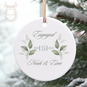 Engaged Ornament- Engagement Ornament-Engagement Gift- Custom Ornament- Marriage Announcement Couples Ornament-Personalized Engagement Gift