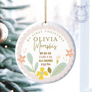 Personalized Newborn Christmas Baby Ornament- Personalized Baby&#39;s First Christmas Ornament- My First Christmas- Custom Baby Name Ornament