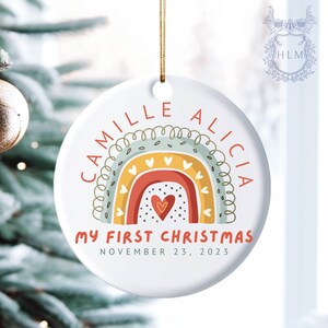 Personalized Newborn Christmas Baby Ornament- Personalized Baby&#39;s First Christmas Ornament- My First Christmas- Custom Baby Name Ornament
