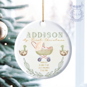 Personalized Newborn Christmas Baby Ornament- Personalized Baby&#39;s First Christmas Ornament- My First Christmas- Custom Baby Name Ornament