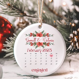 Engagement Ornament- Calendar Engagement Ornament- Personalized Engaged Ornament- Custom Ornament- Marriage Announcement Couples Ornament
