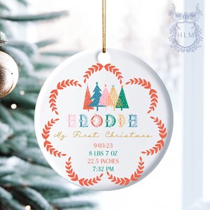 Personalized Newborn Christmas Baby Ornament- Personalized Baby&#39;s First Christmas Ornament- My First Christmas- Custom Baby Name Ornament