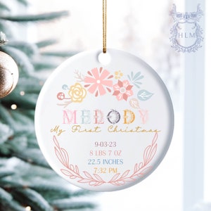 Personalized Baby&#39;s First Christmas Ornament- Personalized Newborn Christmas Baby Ornament- My First Christmas- Custom Baby Name Ornament