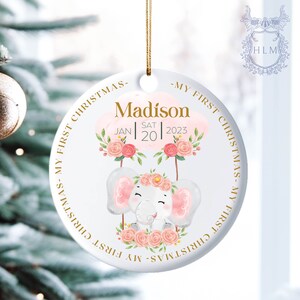 Personalized Baby&#39;s First Christmas Ornament- Personalized Newborn Christmas Baby Ornament- My First Christmas Custom- Baby Name Ornament