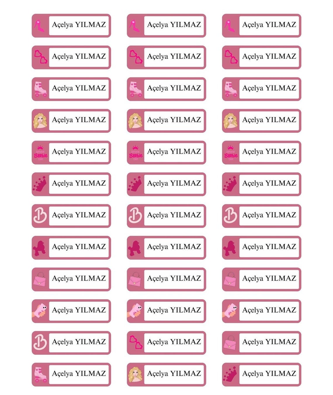 Barbie Themed School Label Notebook Book Pencil Sticker 5x1.5 Etsy