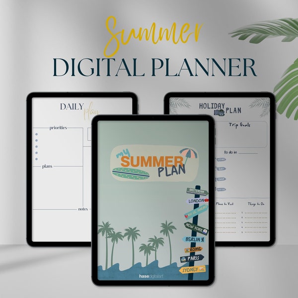 Summer Holiday Digital Planner, Minimal Travel Printable Planner, Downloadable Vacation Summer Planner, Printable Summer Camp Planner