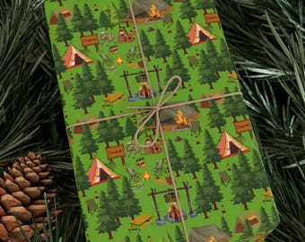 Camping Wrapping Paper: Outdoor Adventure Gift Wrap