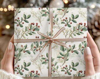 Vintage Christmas Vine Wrapping Paper, Festive Gift Wrap