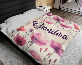 Floral Plush Blanket: Grandma Gift from Grandkids