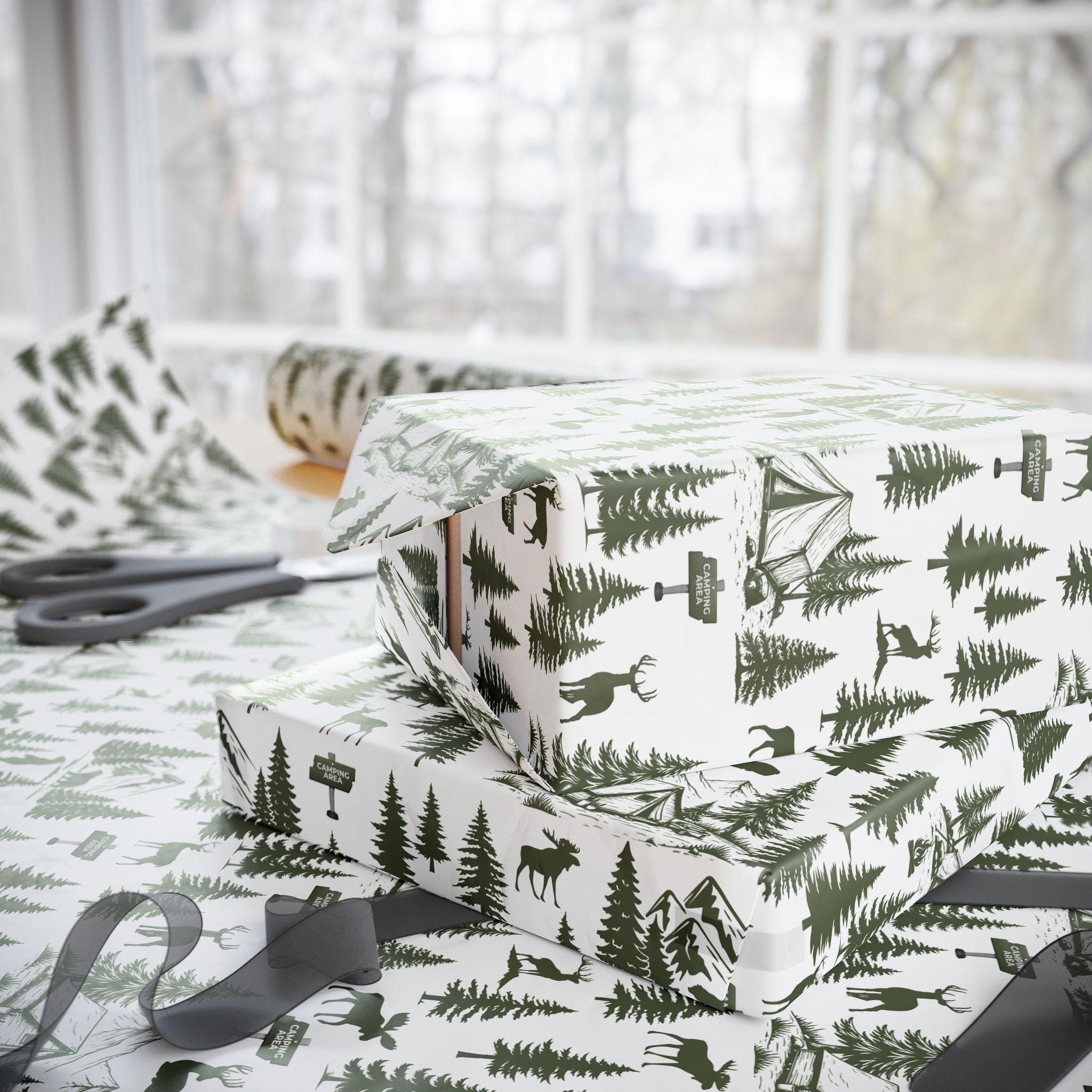 Minimalist Camping Wrapping Paper: Wilderness Adventure Gift Wrap - Etsy