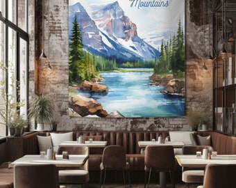 Mountain Lake Tapestry: Faith Christian Wall Art