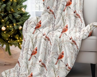 Red Cardinal Christmas Blanket: Cozy Winter Holiday Throw