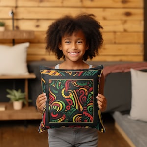 African Art Throw Pillow: Ethnic Style Accent Cushion