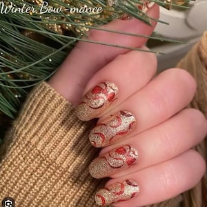 Color Street Nails, Color Street Strips, Press on Nails, Real Polish Strips, Nail Polish Strips, Winter Bowmance, Christmas nails
