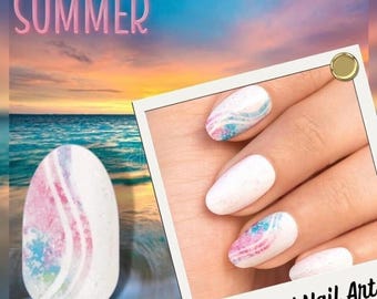 Color Street Nails, Endless Summer, White Pink Blue Glitter