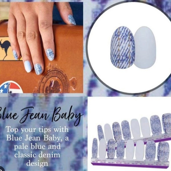 Color Street Nails, Color Street Strips, Press on Nails, Real Polish Strips, Nail Polish Strips, Blue Jean Baby, Denim nails