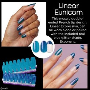 Color Street Nails, Color Street Strips, Press on Nails, Real Polish Strips, Nail Polish Strips, Linear Eunicom, Blue French Manicure